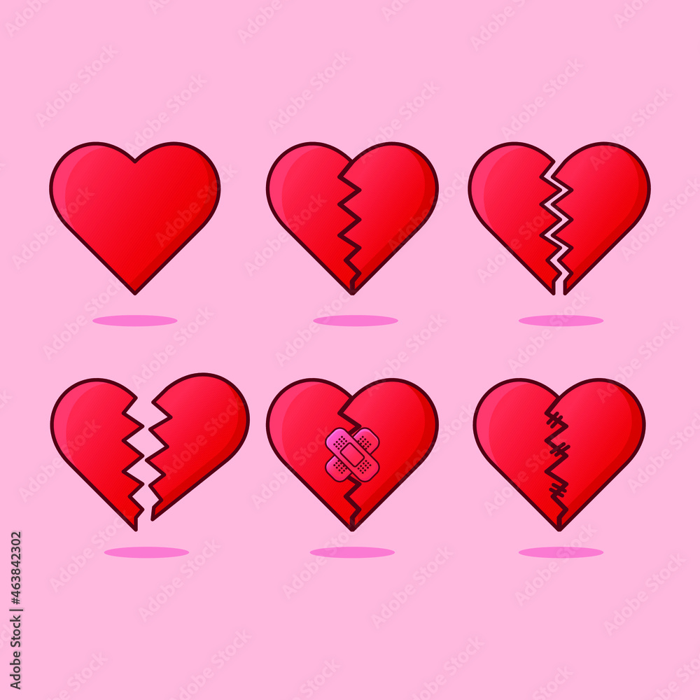 set of hearts isolated on pink background