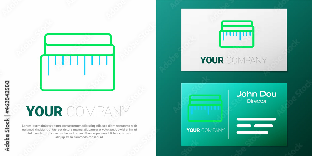 Fototapeta premium Line Tape measure icon isolated on white background. Measuring tape. Colorful outline concept. Vector