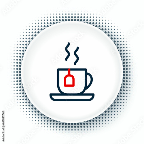 Line Cup of tea with tea bag icon isolated on white background. Colorful outline concept. Vector