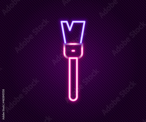 Glowing neon line Paint brush icon isolated on black background. For the artist or for archaeologists and cleaning during excavations. Colorful outline concept. Vector