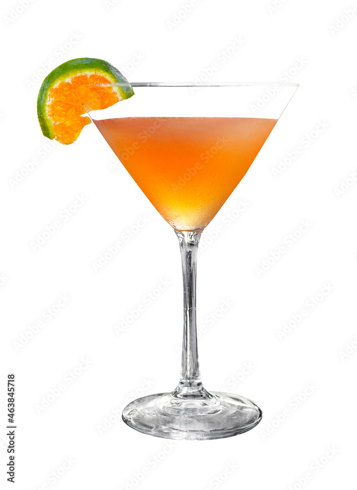 cocktail from orange juice on white background