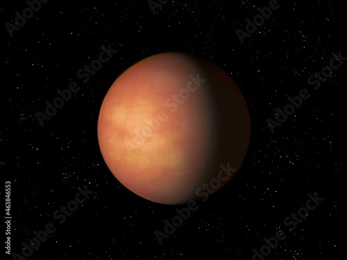 Desert planet is similar to Mars. Distant planet in space, cosmic background
3d rendering. 