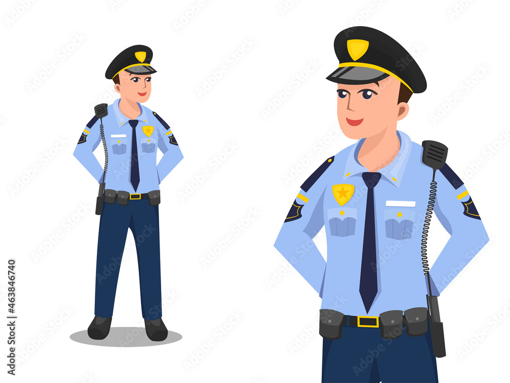 Police Officer at ease on duty cops illustration