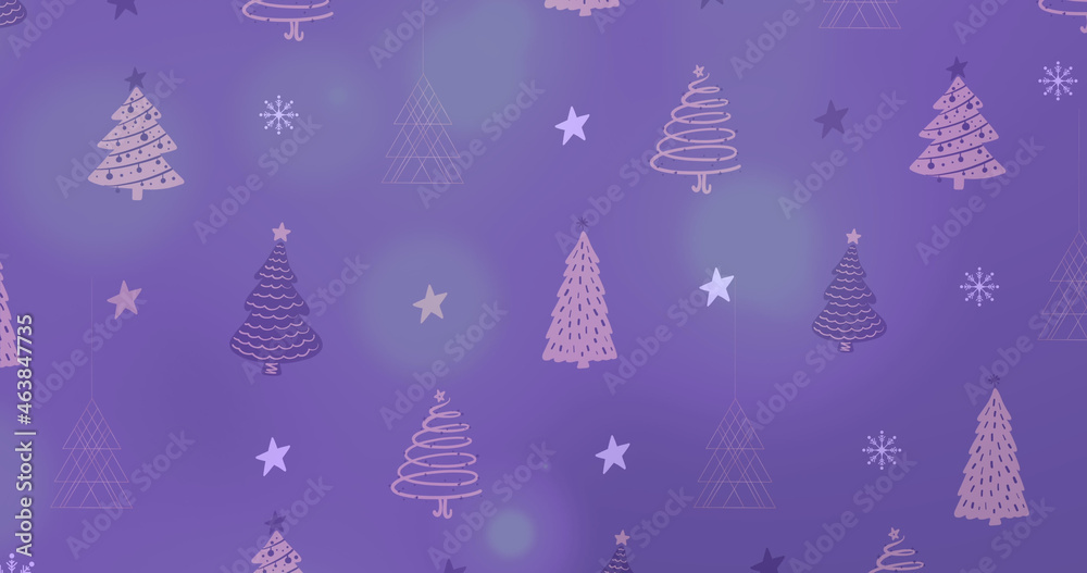 Image of stars and christmas tree pattern on dark background Image of stars and christmas tree pattern on dark background