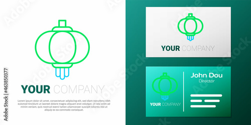 Line Chinese paper lantern icon isolated on white background. Colorful outline concept. Vector