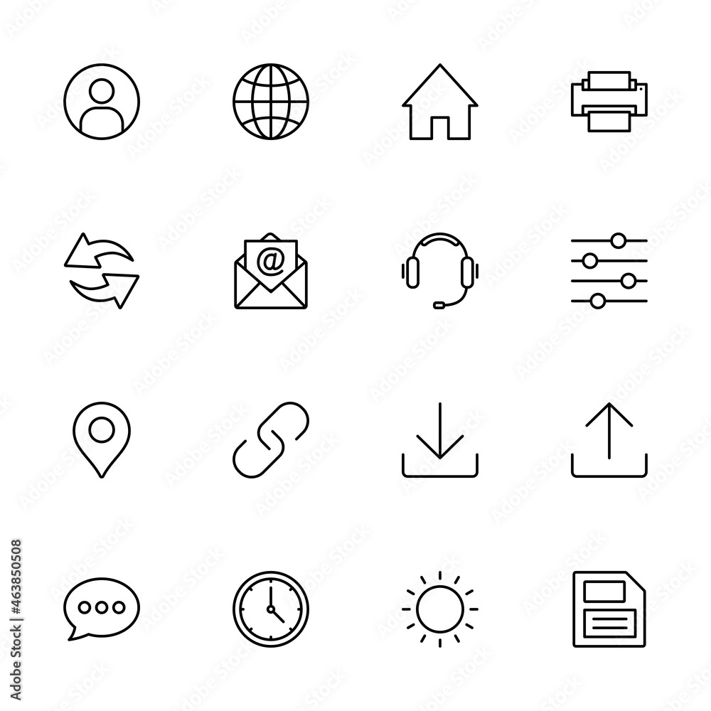 Contact us icon set. Web icon set. Website set icon vector. for computer and mobile	