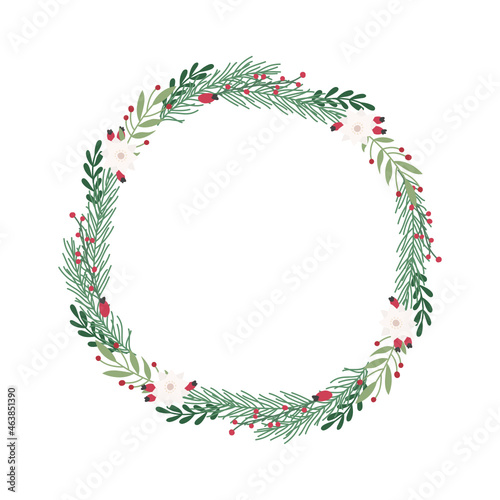 Christmas wreath decoration. Flat modern illustrations.