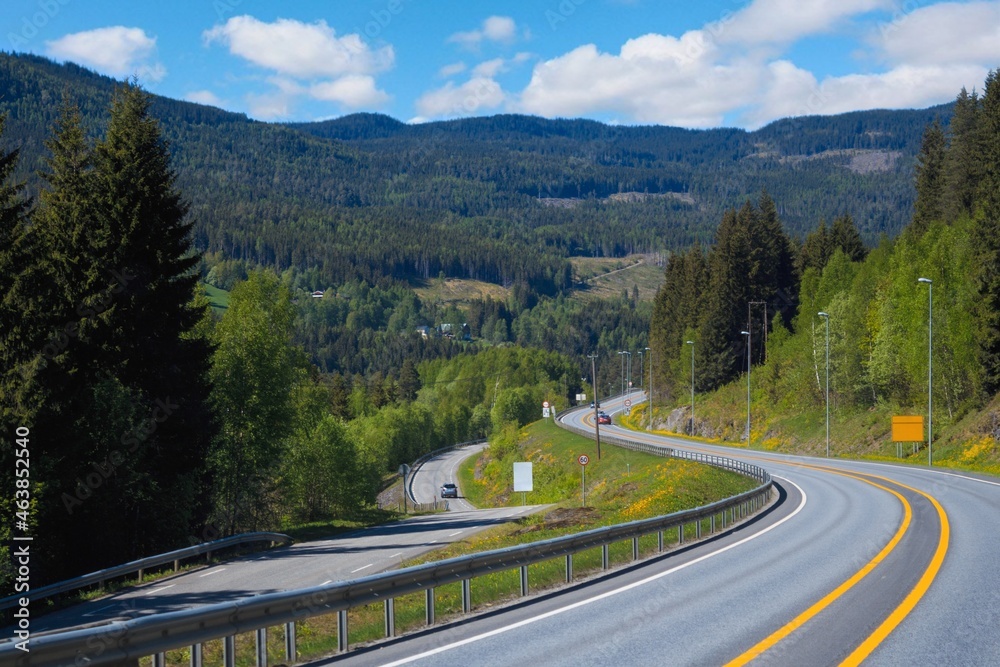 Fototapeta premium Classic panorama view of an long road