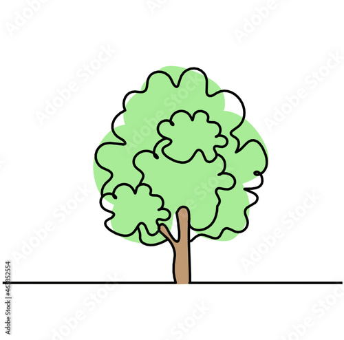 Abstract color tree as line drawing on the white background. Vector 