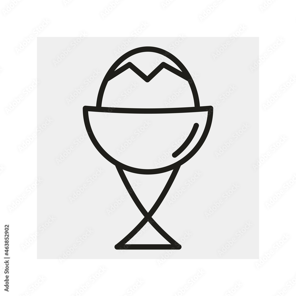 Egg. Icon. Potted egg on a stand Vector drawing.   