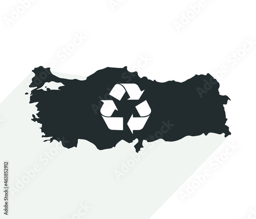 Turkey map icon with recycle sign.
 photo