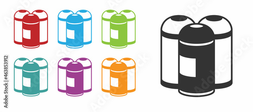 Black Paint spray can icon isolated on white background. Set icons colorful. Vector