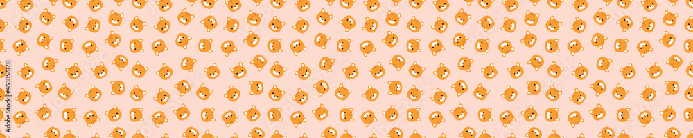 Fototapeta premium Seamless pattern with cat heads. Cute and childish design for fabric, textile, wallpaper, bedding, swaddles, toys or gender-neutral apparel. Simple and sweet print for nursery decor or wall art.