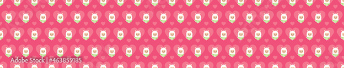 Seamless pattern with alpacas and hearts