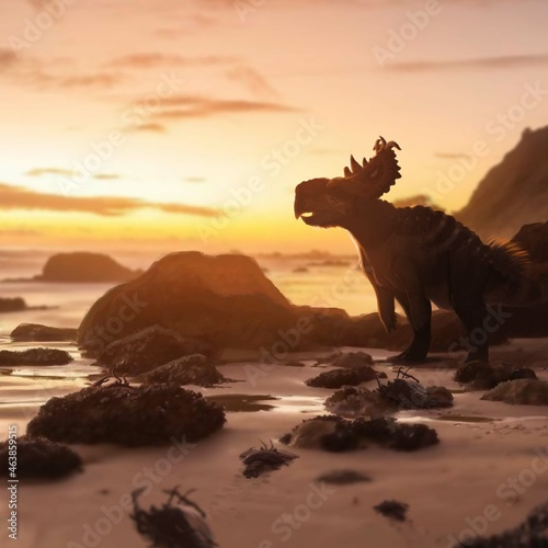Pachyrhinosaurus staring over sea © Ruben