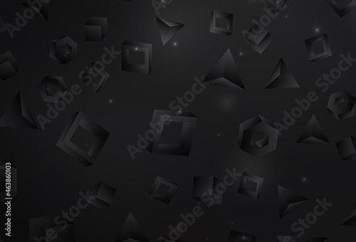 Dark Gray vector background with triangles, rectangles.