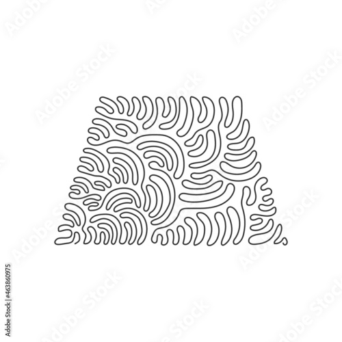 Single continuous line drawing geometric shapes  trapezoid icon. Simple line  outline vector 3d figures icons for ui and ux  website  mobile application. Swirl curl style. One line draw design vector