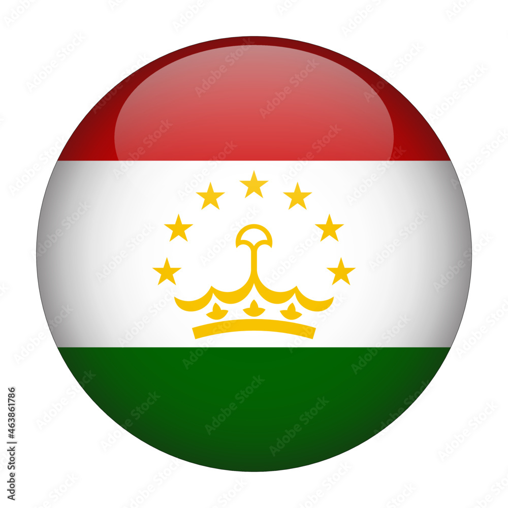 Obraz premium Tajikistan 3D Rounded Country Flag button Icon