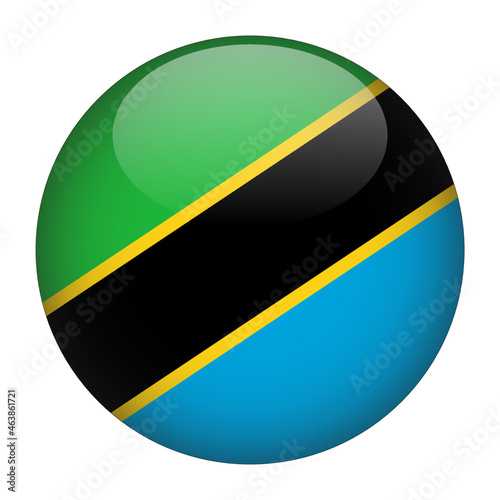 Free Download Tanzania 3D Rounded Country Flag button Icon - GFXLoad