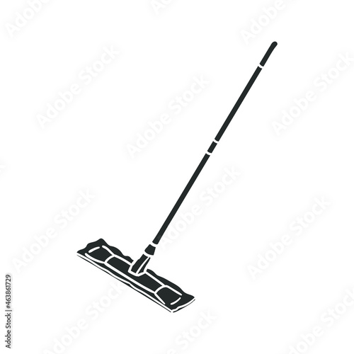 Mop Tools Icon Silhouette Illustration. Chores Vector Graphic Pictogram Symbol Clip Art. Doodle Sketch Black Sign.