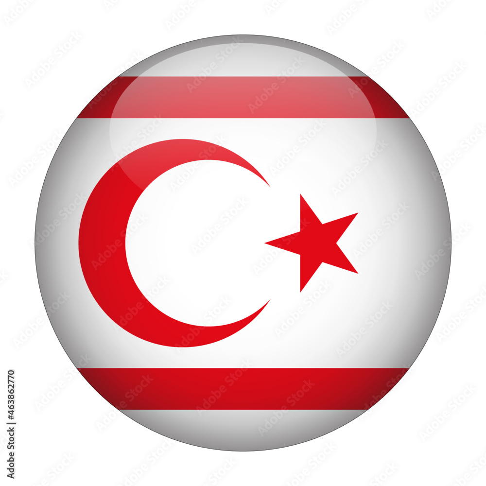 Turkish Republic of Northern Cyprus 3D Rounded Country Flag button Icon Turkish Republic of Northern Cyprus 3D Rounded Country Flag button Icon