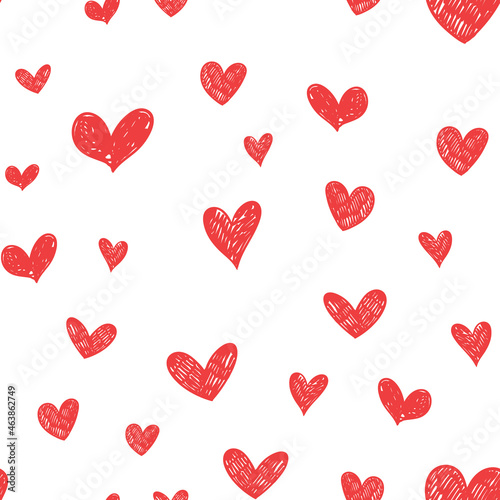 Heart doodles seamless pattern. Love Background texture. Valentine s day romantic design.