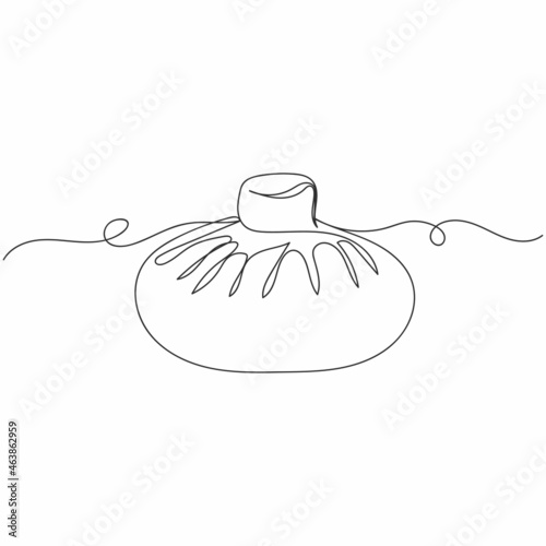 Vector continuous one single line drawing of khinkali food in silhouette on a white background. Linear stylized.