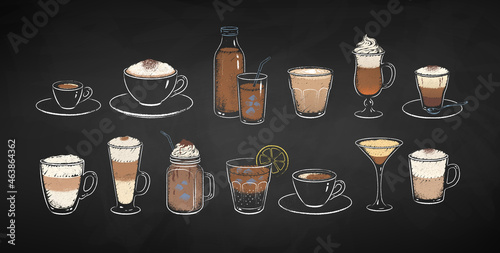 Collection of chlk drawn coffee drinks