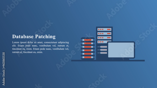 Database patching concept vector illustration banner design in flat style.