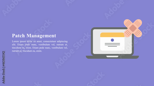 Patch management concept vector illustration with a laptop device.