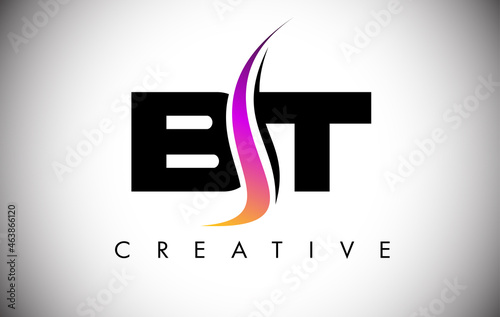 BT Letter Logo Design with Creative Shoosh and Modern Look