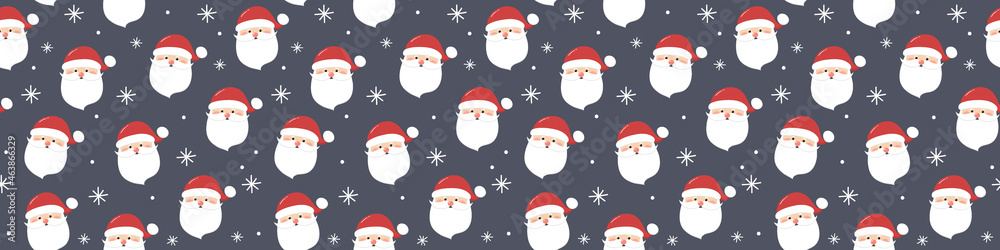 Design of Xmas pattern with Santa Claus. Christmas concept. Banner. Vector