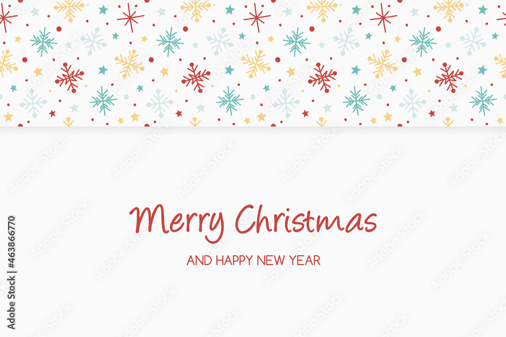 Concept of a Christmas greeting card with hand drawn snowflakes. Vector