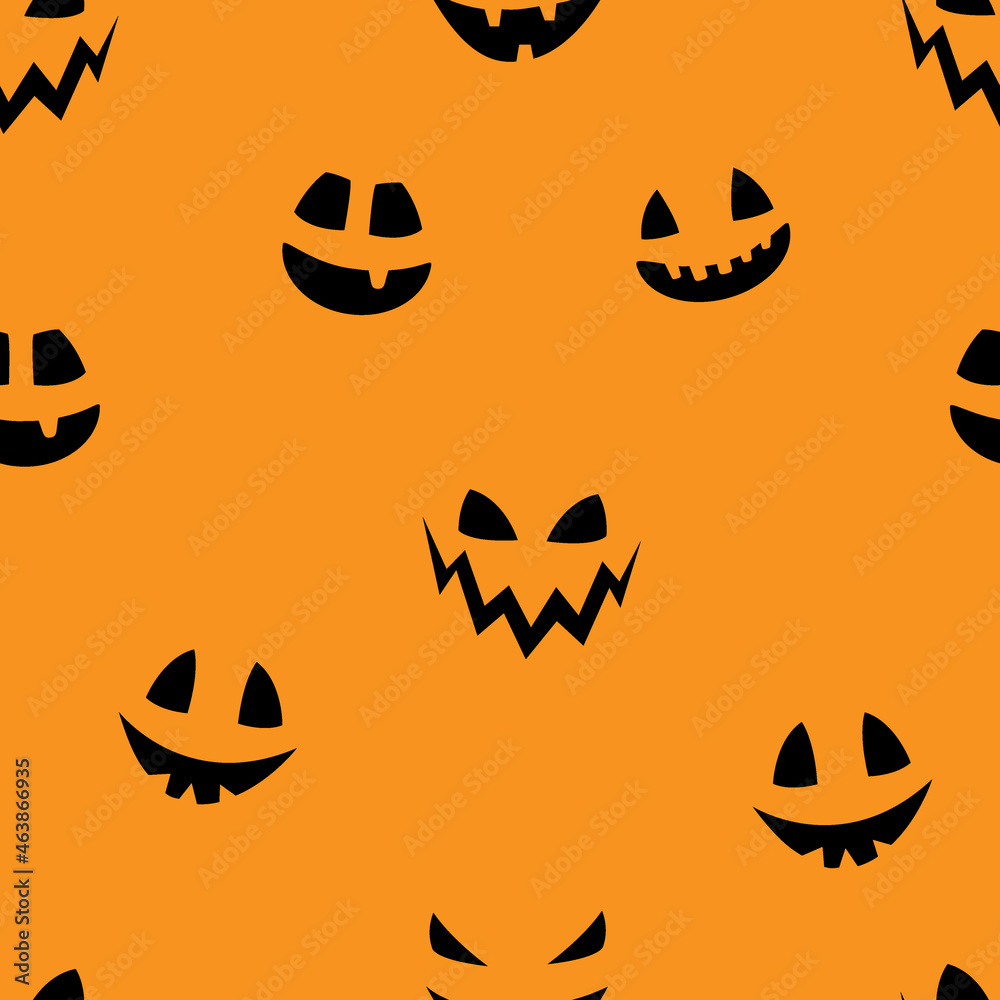 Creepy Halloween wallpaper with pumpkin face. Seamless pattern. Vector Creepy Halloween wallpaper with pumpkin face. Seamless pattern. Vector