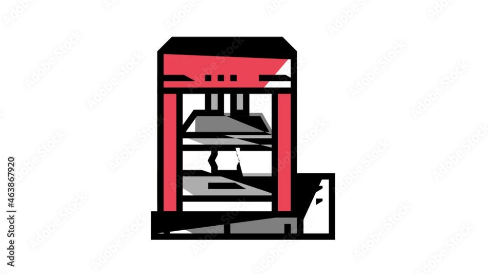press equipment animated color icon. press equipment sign. isolated on white background press equipment animated color icon. press equipment sign. isolated on white background