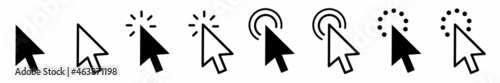 Computer mouse click cursor gray arrow icons set and loading icons. Set of Hand Cursor icons click and Cursor icons click. Vector illustration.