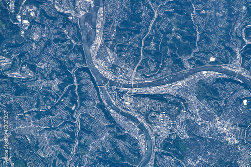 City of Dayton, Ohio, is seen from space. Elements of t his image furnished by NASA