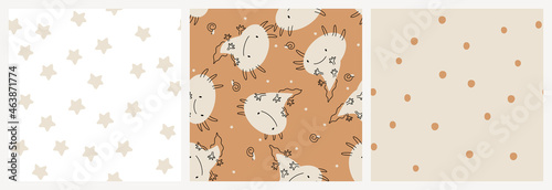 Axolotl gender neutral kids seamless pattern in warm pastel colours. 