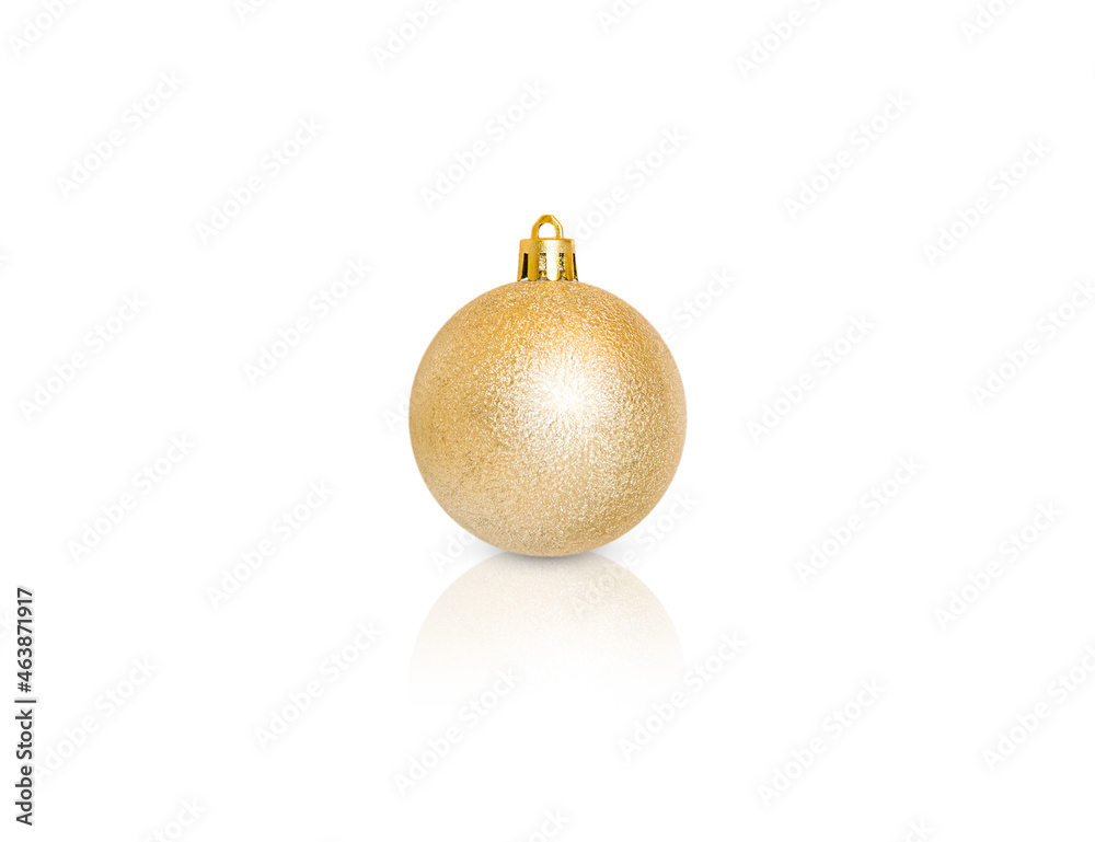 small golden ball with sequins isolated on white background small golden ball with sequins isolated on white background