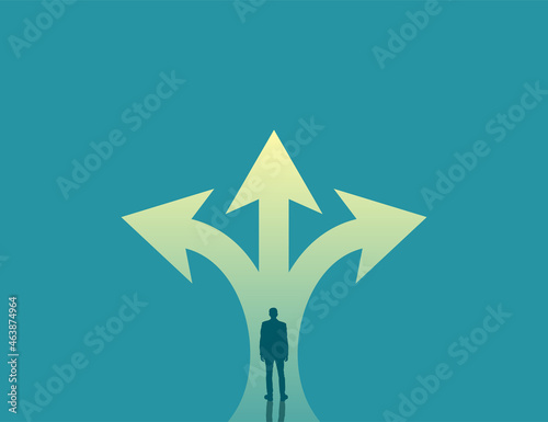 Businessman Making a Right Decision While Standing at the Crossroad