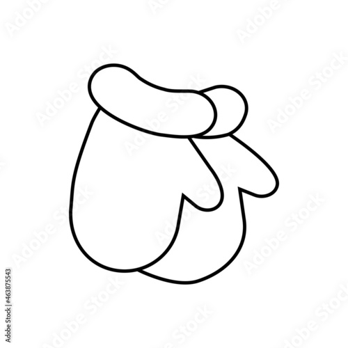 Mittens thin line icon. Christmas cloth attribute Vector illustration.