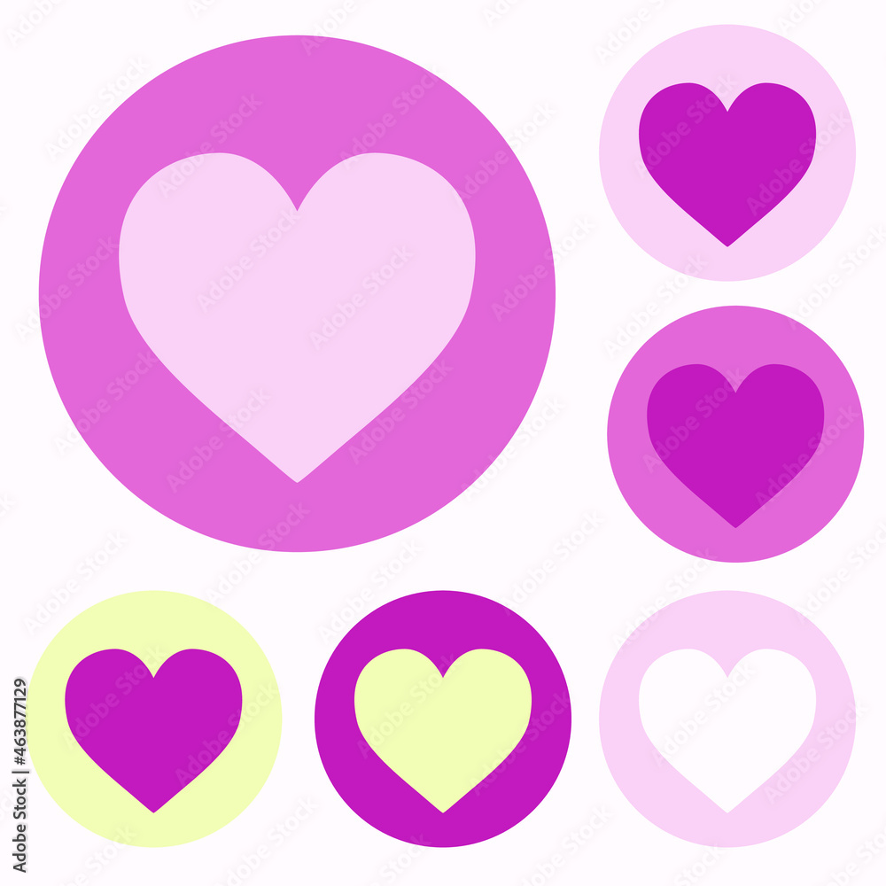 Hearts icons, Love Symbol Icon flat style modern design, isolated on a blank background. Vector illustration.