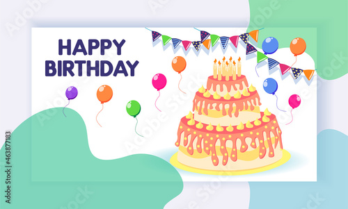 Concept of landing page with birthday celebrations theme. Birthday party celebration