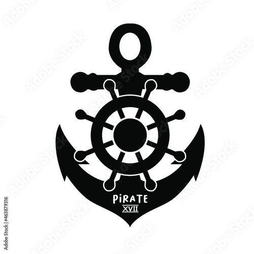 ship anchor and rudder illustration logo image