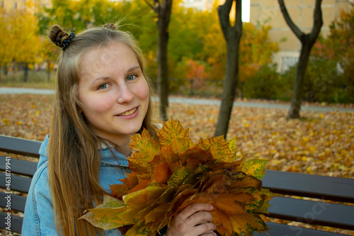 woman in autumn park
