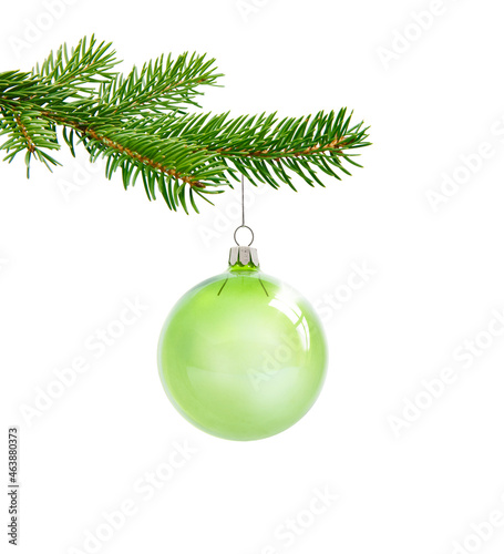 Schöne Weihnachtskugel aus Glas mit Tannenzweig