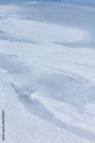 closeup of snow on the ice 