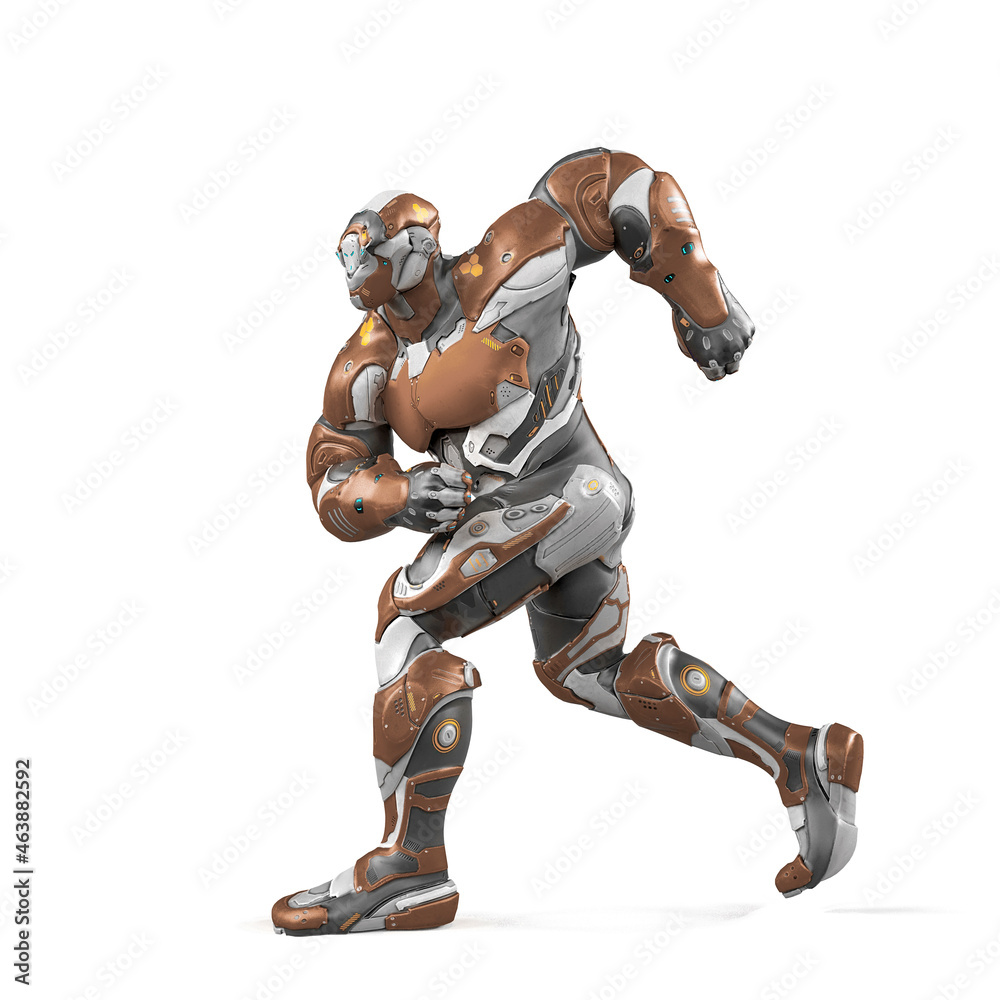 future soldier is walking on white background side view future soldier is walking on white background side view