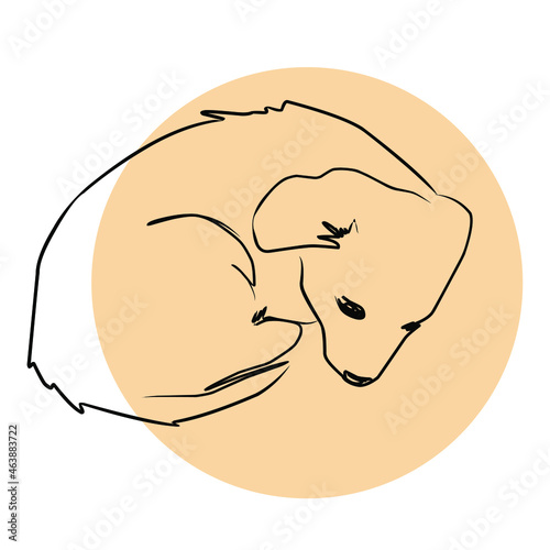 Vector illustration of sad dog. Line art.