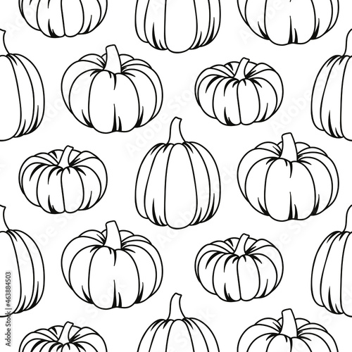 Seamless pattern with pumpkins. Textile. Fall and Thanksgiving.